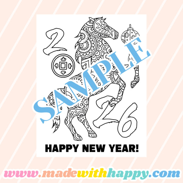 2026 Year of the Horse Coloring Sheets