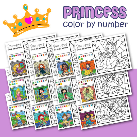 Princesses Color By Number Worksheets – madewithhappy