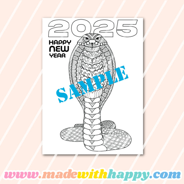 2025 Year of the Snake Coloring Sheets