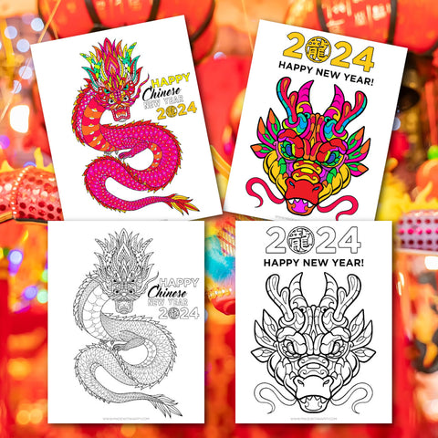 2024 Year of the Dragon Coloring Sheets
