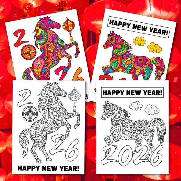 2026 Year of the Horse Coloring Sheets
