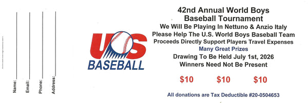 U.S. World Baseball Tournament Raffle Ticket 2026