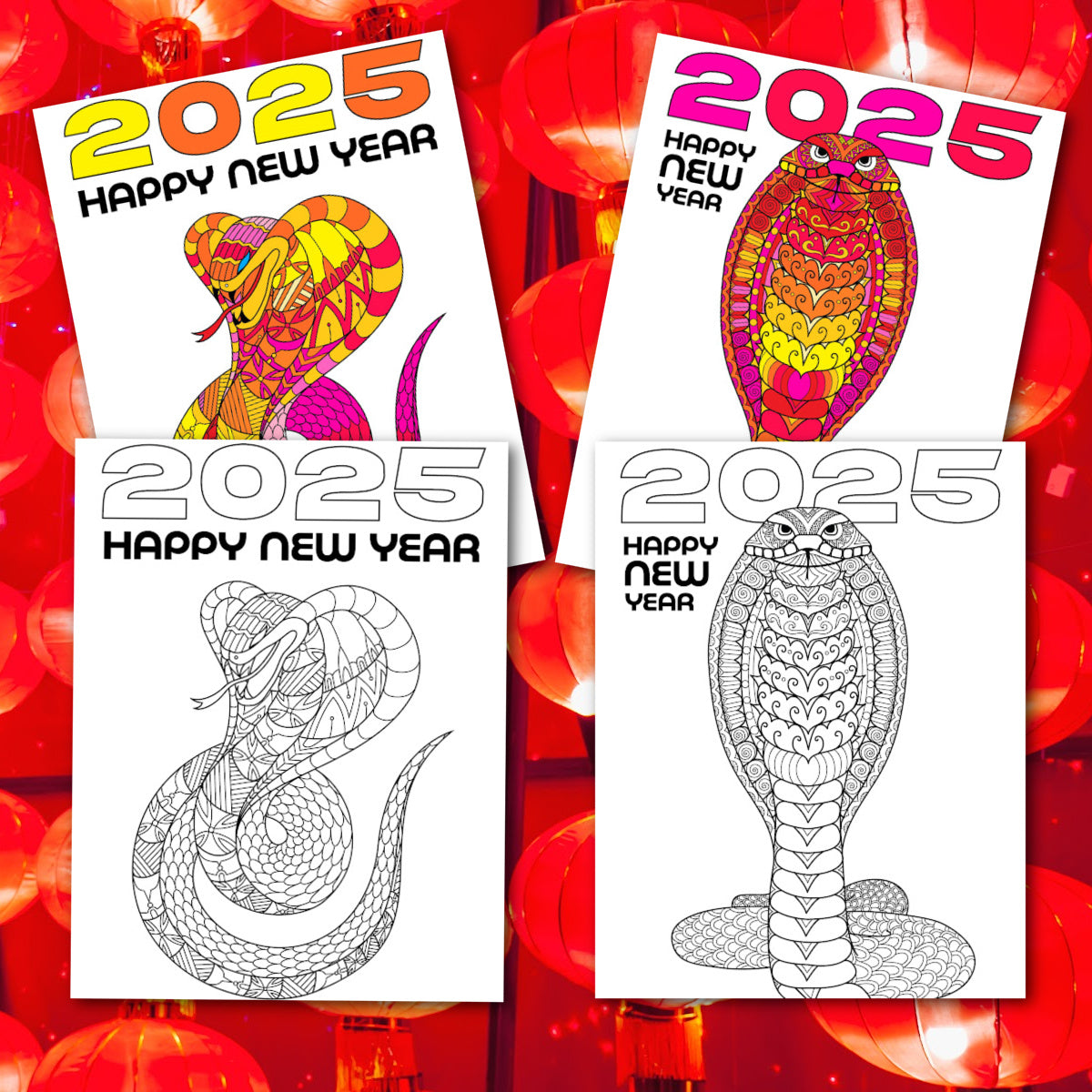 2025 Year of the Snake Coloring Sheets