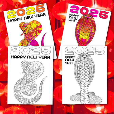 2025 Year of the Snake Coloring Sheets