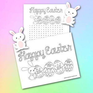 Happy Easter Coloring Page and Word Search