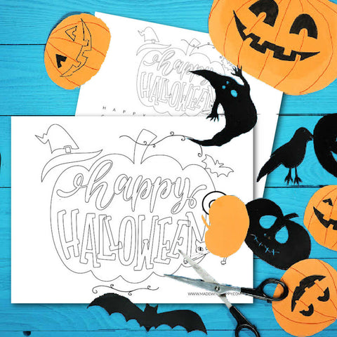Happy Halloween Coloring Page and Word Search