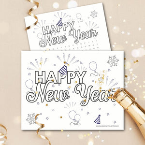Happy New Years Coloring Page and Word Search