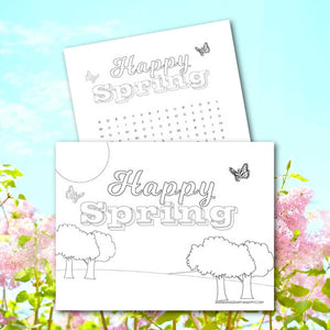 Happy Spring Coloring Page and Word Search