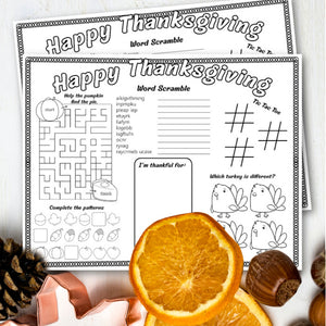 Thanksgiving Placemats For Kids