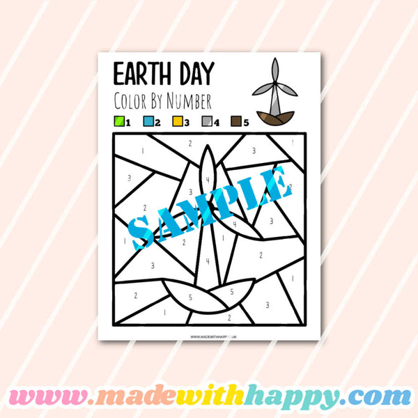 Earth Day Color By Number Worksheets