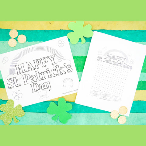 Happy St. Patrick's Day Coloring Page and Word Search