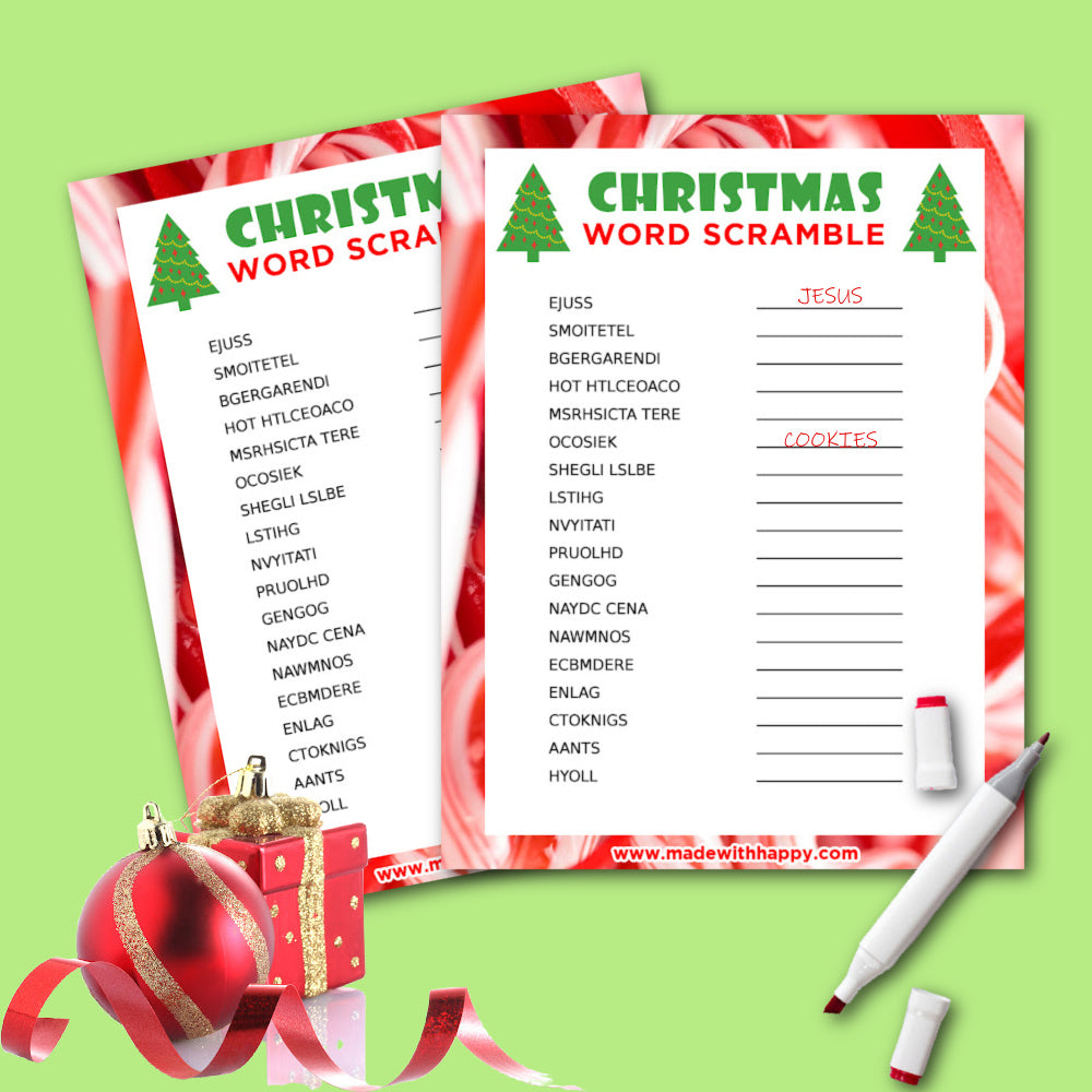 Printable Christmas Word Scramble Game – madewithhappy