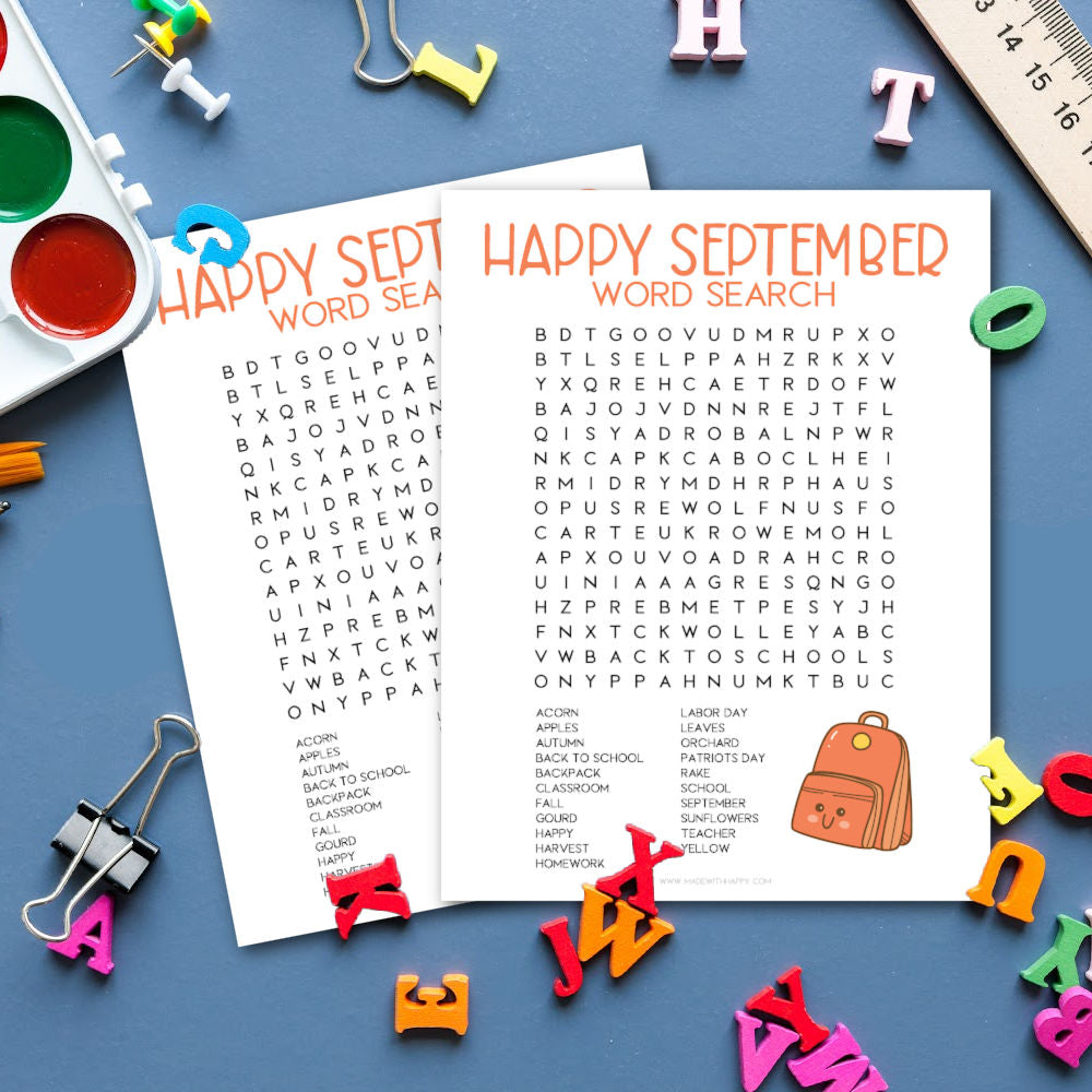 September Word Search madewithhappy